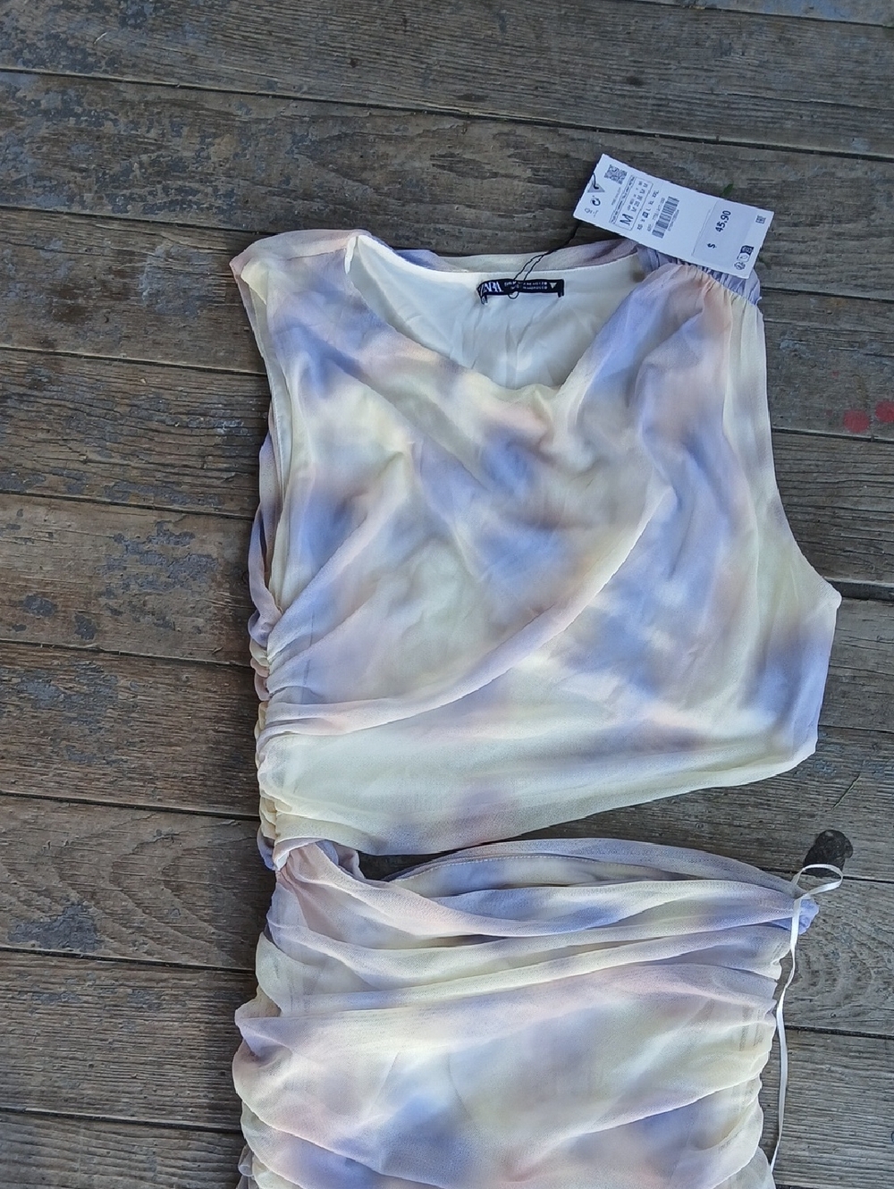 Zara Pastel Tie-Dye Ruched Crop Top & Skirt Set - Picture 2 of 4
